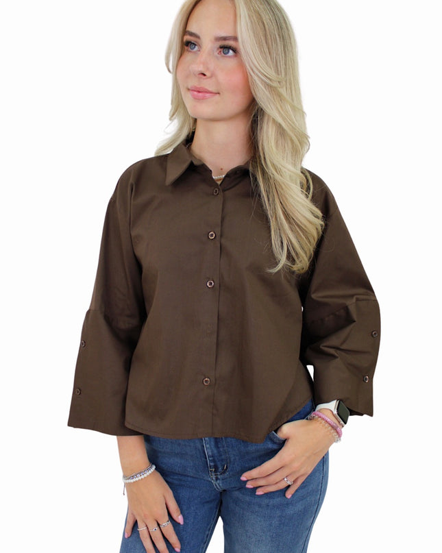 BASIC FLAIR BLOUSE | BROWN