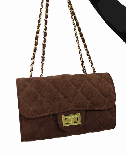 SUEDE LOOK A LIKE BAG | CHOCO