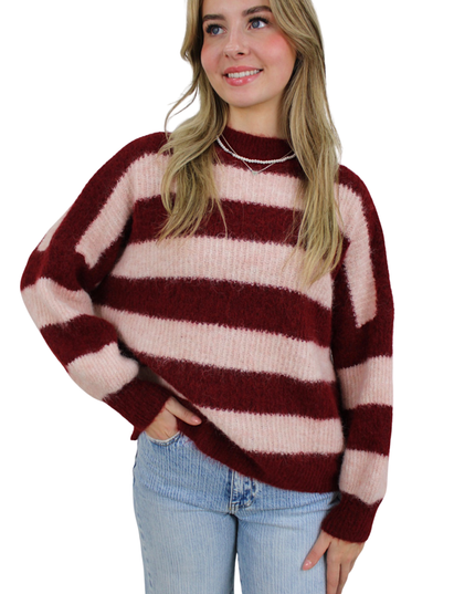 KADY SOFT STRIPED KNIT | RED/BABYPINK