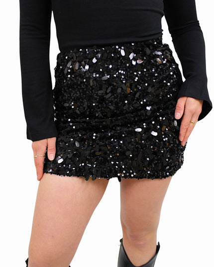 IVIVI GLITTER SKIRT | BLACK