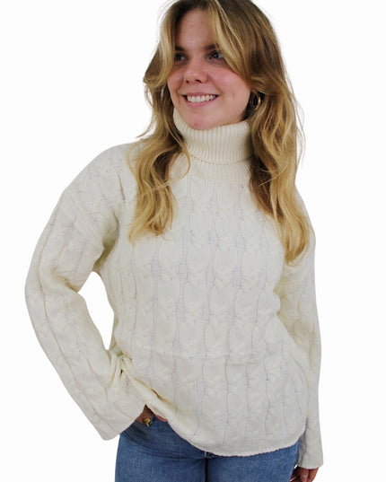 CHLOE CABLE COL KNIT | VANILLA