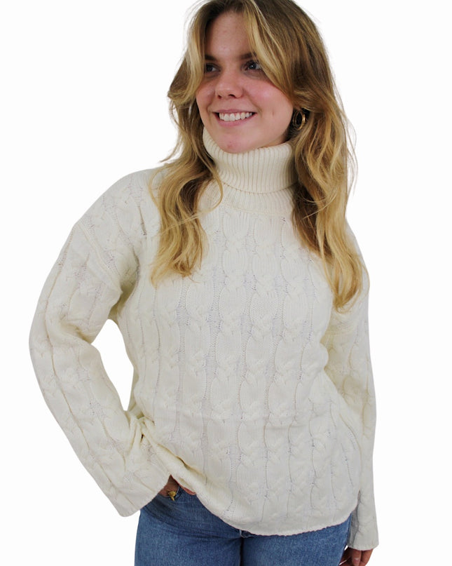 CHLOE CABLE COL KNIT | VANILLA
