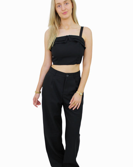CHLOE LINNEN 2-PIECE SET | ZWART