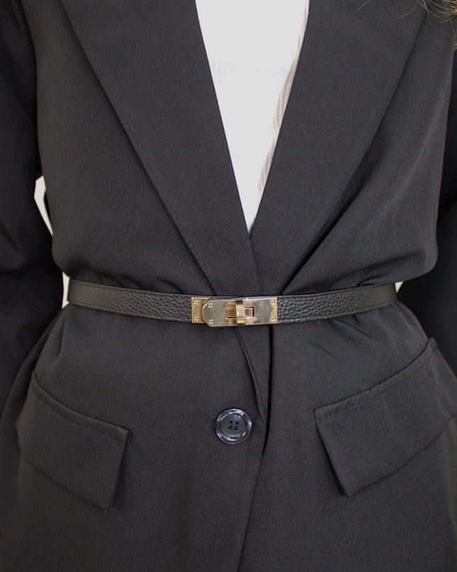 CLASSY LEATHER LOCK BELT | BLACK