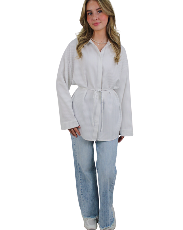 LILY BELT BLOUSE | WHITE