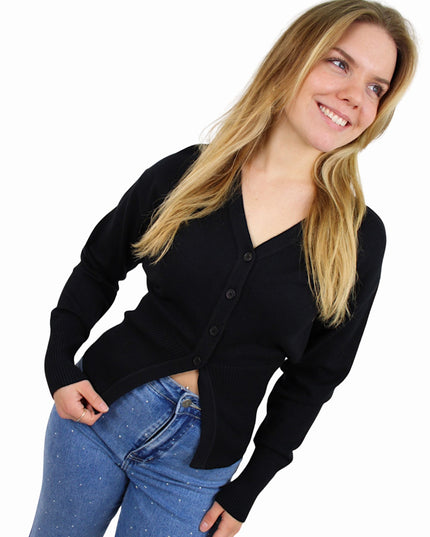 SOFT SPLIT CARDIGAN | BLACK