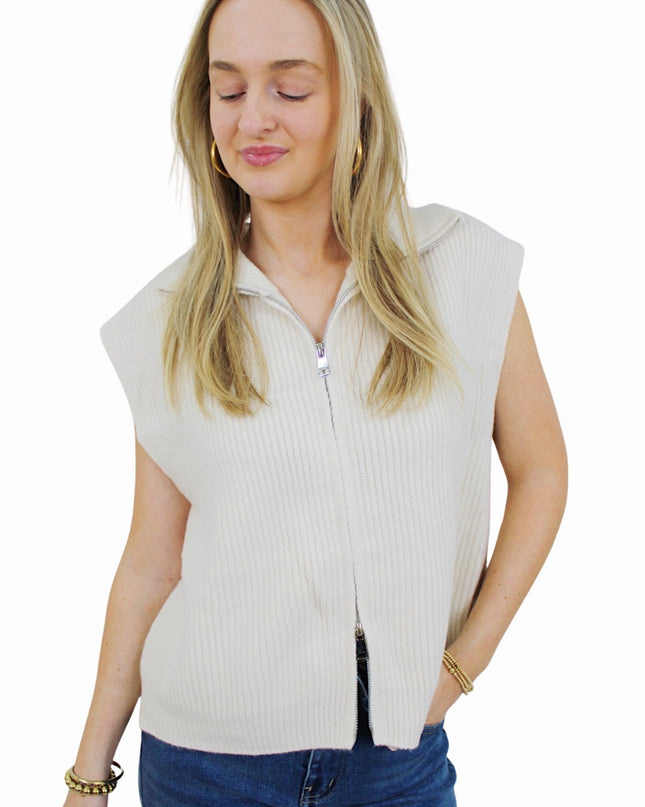 BASIC ZIP TOP | VANILLA