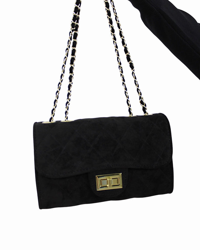 SUEDE LOOK A LIKE BAG | ZWART