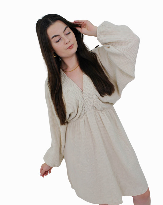 COTTON DRESS BASIC | BEIGE