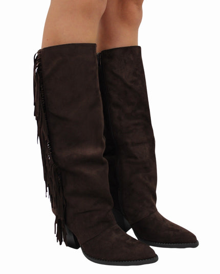 SUEDE FRANJE COWBOYBOOTS | BROWN