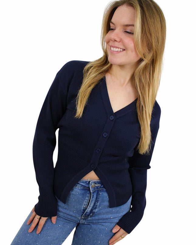 SOFT SPLIT CARDIGAN | NAVY