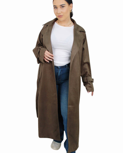 TRENCHCOAT LONG SUEDE | DARK TAUPE
