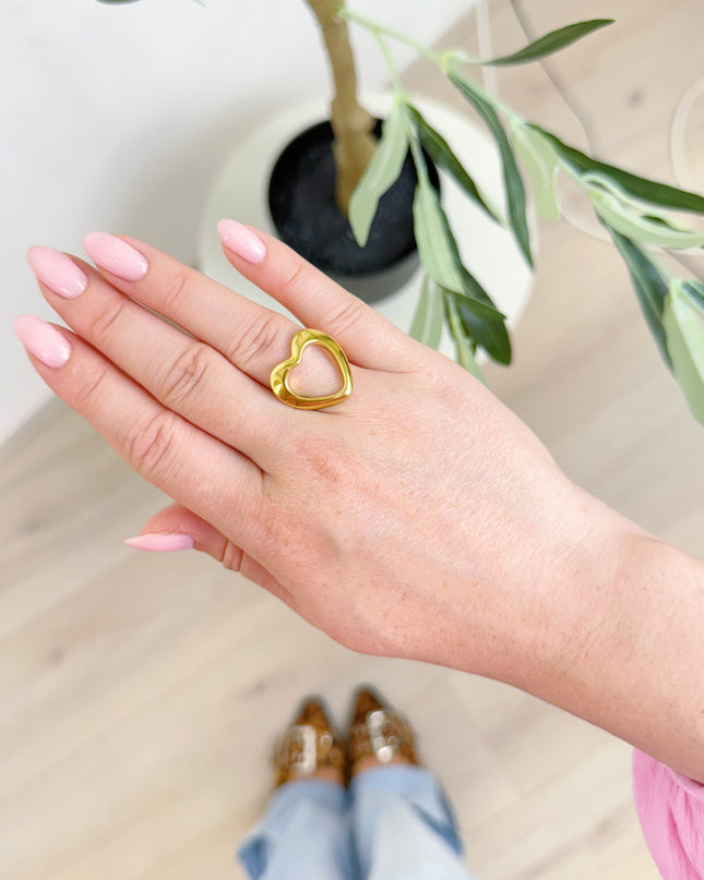 CUTE OPEN HEART RING | GOUD