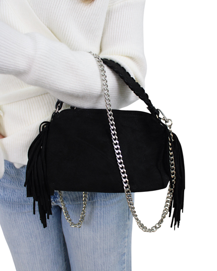 SUEDE FRANJE BAG | BLACK