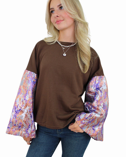 FLOWER FLAIR KNIT | BROWN/PURPLE