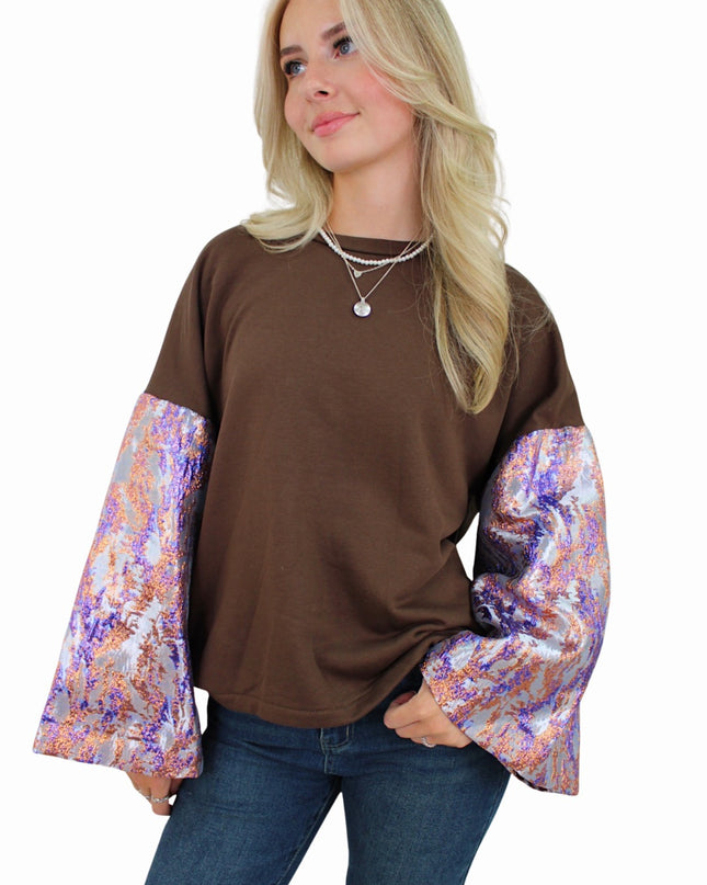 FLOWER FLAIR KNIT | BROWN/PURPLE