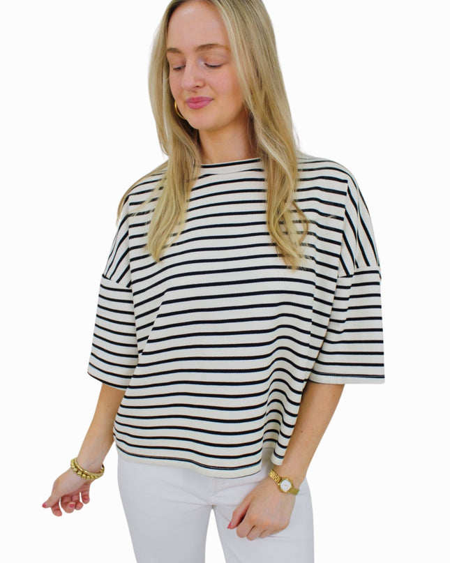 BASIC STRIPED T-SHIRT | ZWART/WIT