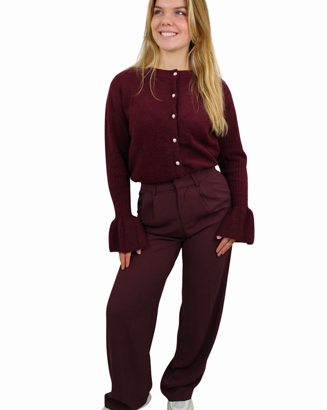 (PRE-ORDER WEEK 48) SOFT PEARL CARDIGAN | AUBERGINE