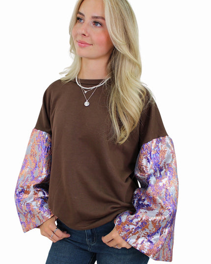 FLOWER FLAIR KNIT | BROWN/PURPLE