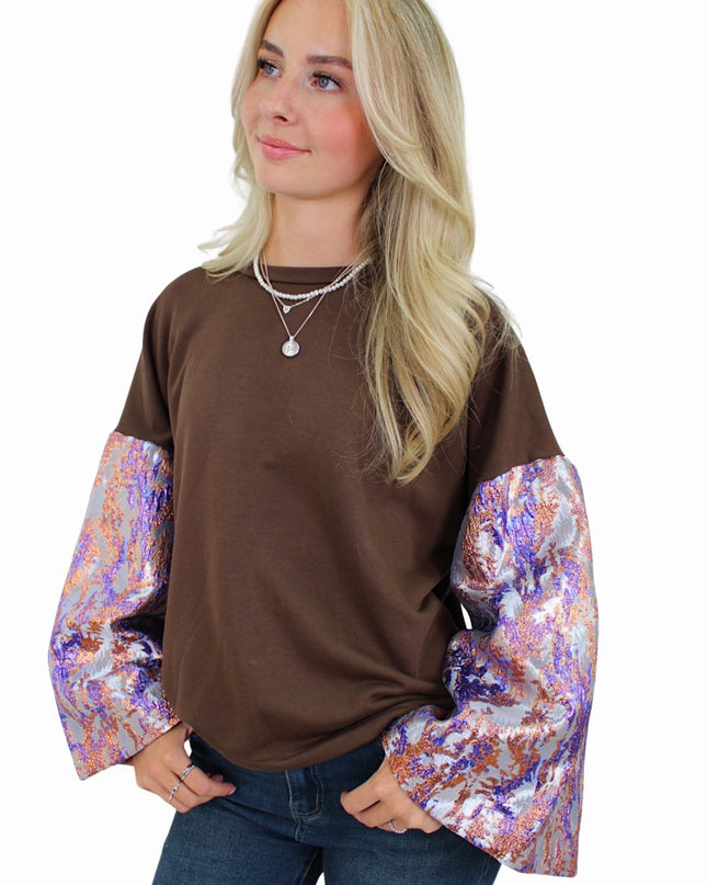 FLOWER FLAIR KNIT | BROWN/PURPLE