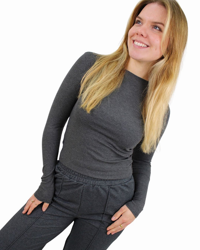 BY SWAN BASIC LONG SLEEVE TOP | DARK GREY