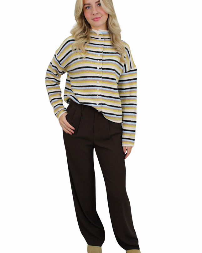 MABLE SOFT STRIPED CARDIGAN | BLUE/GREEN