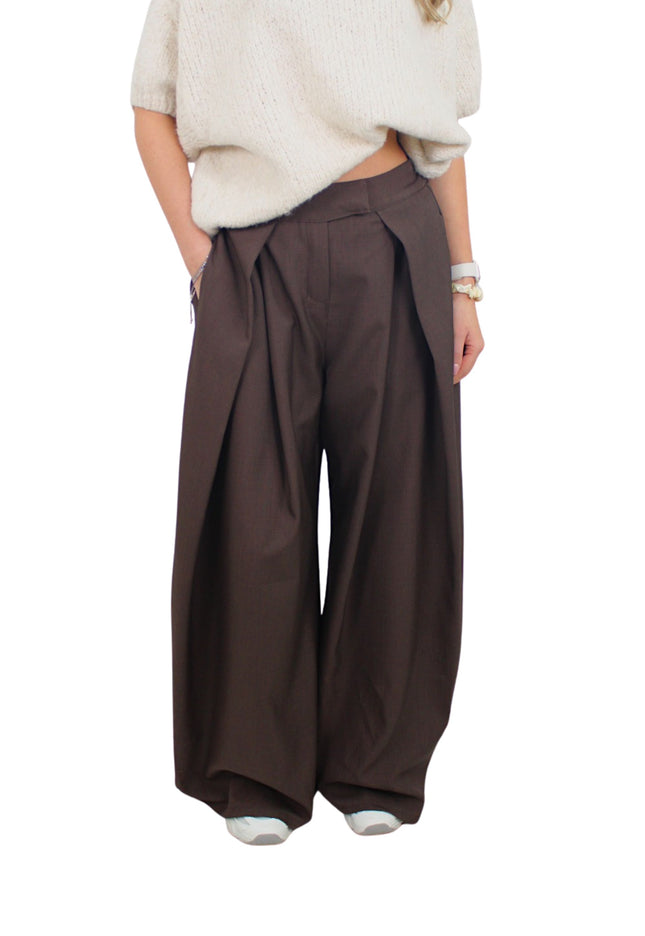 LIVIA WIDE LEG PANTALON | BROWN