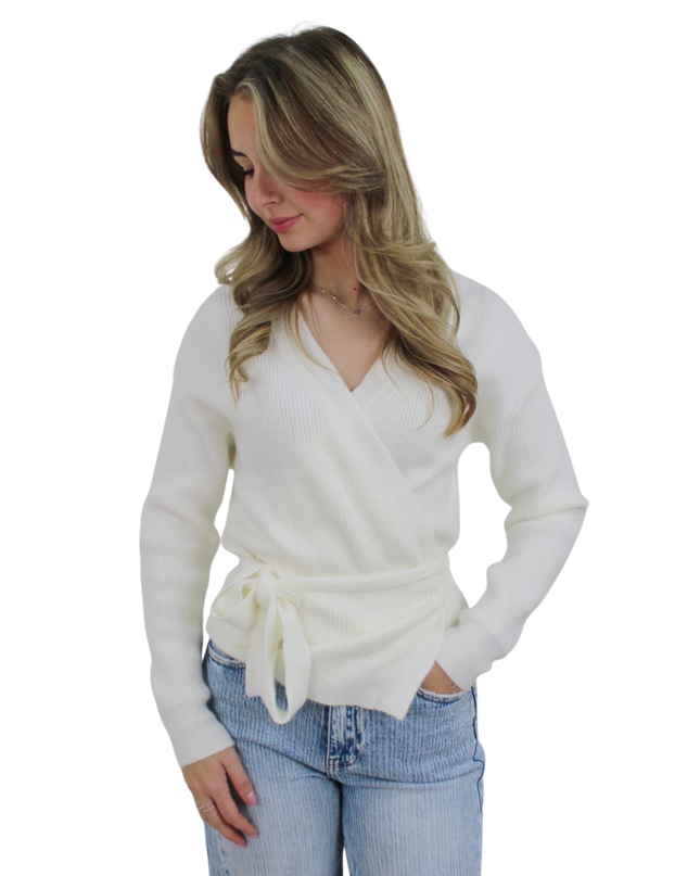 BASIC WRAP CARDIGAN | WHITE