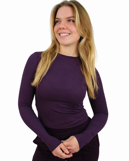 BY SWAN BASIC LONG SLEEVE TOP | AUBERGINE