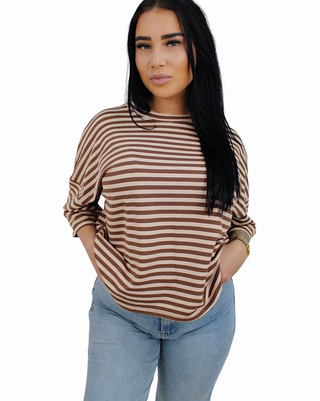 (PRE-ORDER DO 28 AUG) BASIC STRIPED T-SHIRT | TAUPE/BEIGE