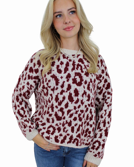 LEOPARD COMFY KNIT | BORDEAUX