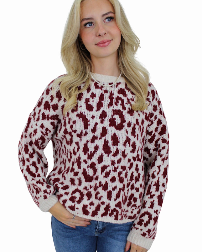 LEOPARD COMFY KNIT | BORDEAUX