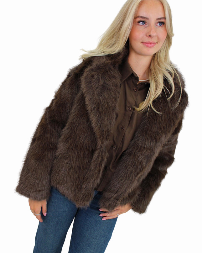 FAUX FUR COAT | BROWN