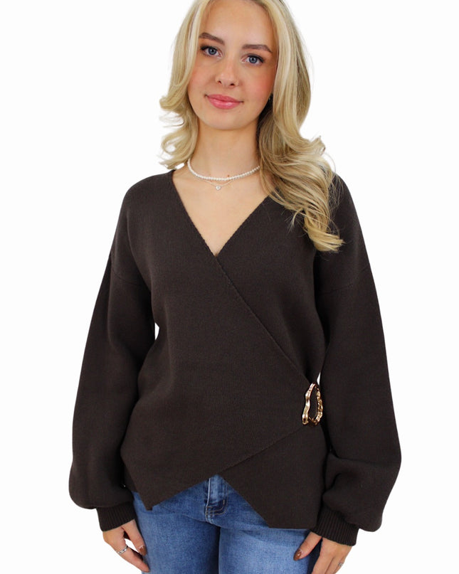CLASSY FALL TOP | DARK BROWN