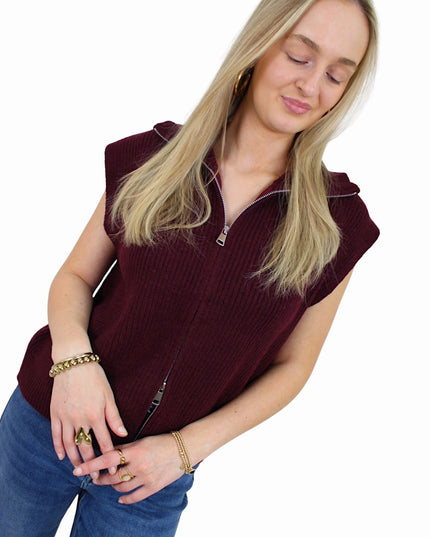BASIC ZIP TOP | BORDEAUX
