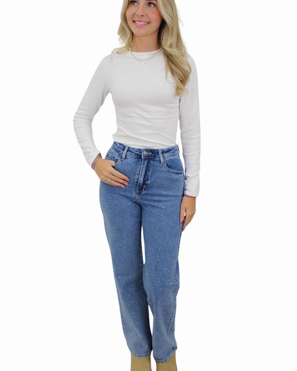 REDIAL GLITTER STRAIGHT LEG JEANS RD9100-1 | BLUE