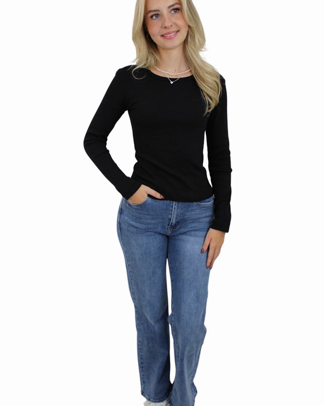 BASIC LONG SLEEVE TOP | BLACK
