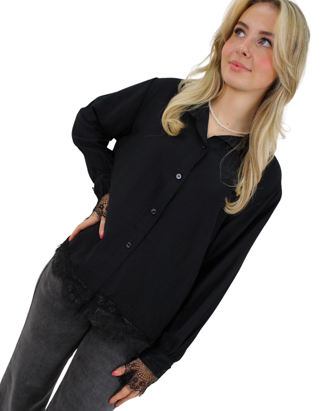 CUTE LACE BLOUSE | BLACK