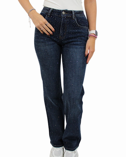ICONIC GLITTER WIDE LEG JEANS | DARK BLUE