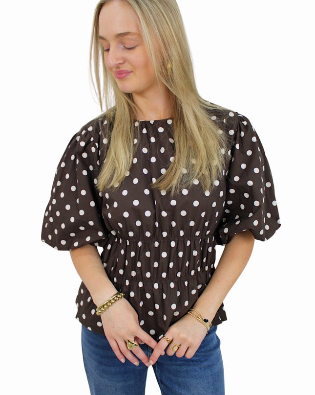 POLKA DOTS TOP | BROWN