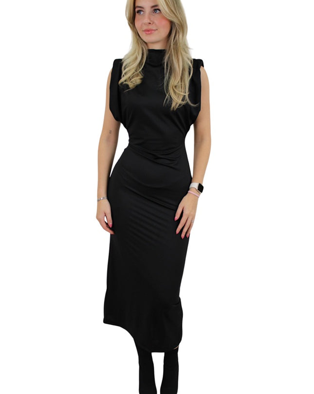 CLASSY LONG BASIC DRESS | ZWART
