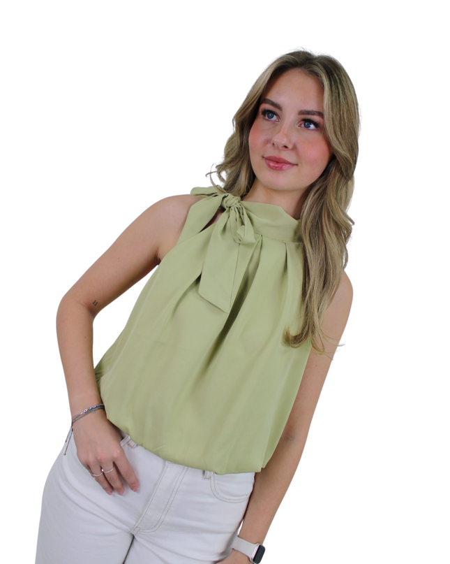 CUTE BASIC SATIN TOP | GREEN