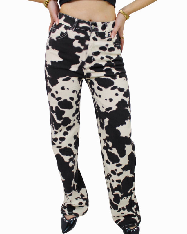COW WIDE LEG JEANS - H960 | BROWN/WHITE