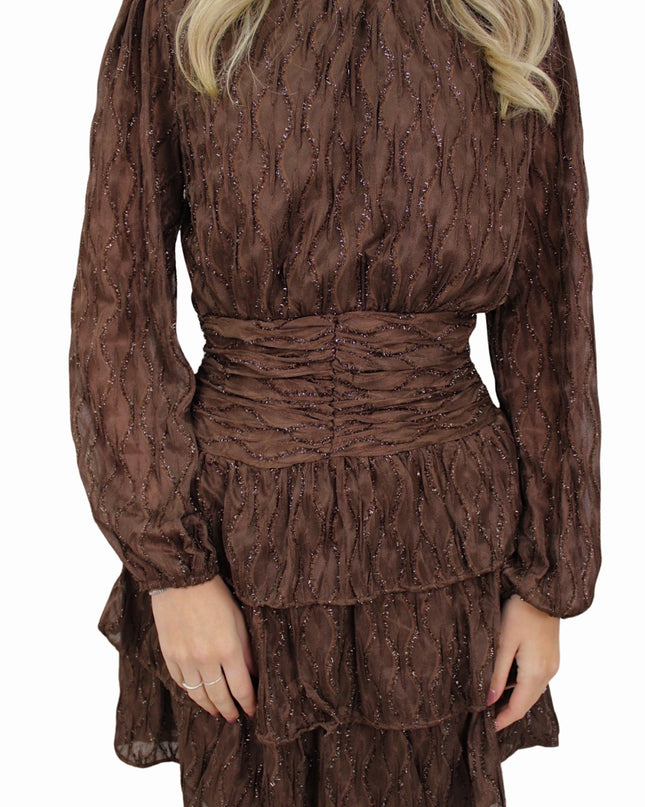 BIBI GLITTER DRESS | BROWN