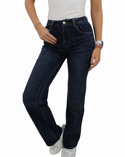 ICONIC GLITTER WIDE LEG JEANS | DARK BLUE