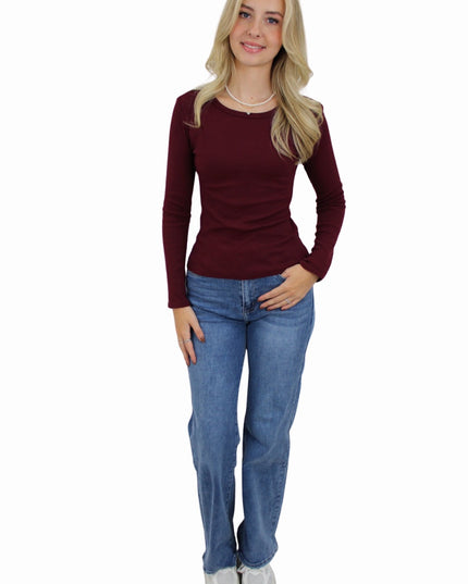 BASIC LONG SLEEVE TOP | BORDEAUX
