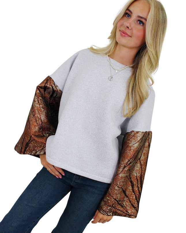 FLOWER FLAIR KNIT | GREY/BROWN