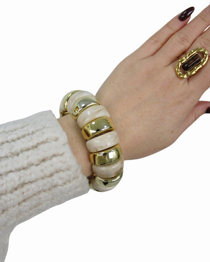 ELASTIC STONE BRACELET | BEIGE