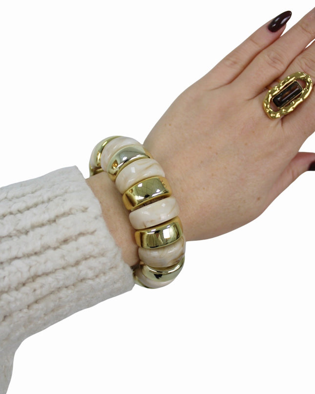 ELASTIC STONE BRACELET | BEIGE