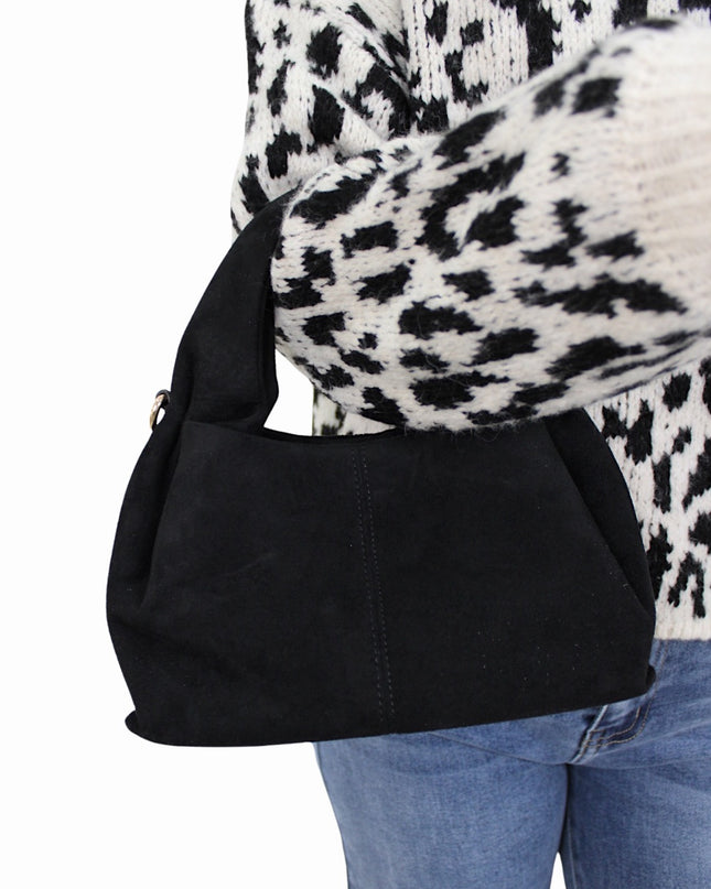 PHEBE SUEDE LOOK A LIKE BAG | BLACK